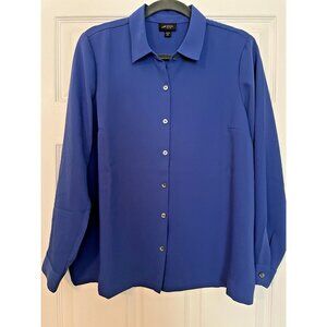 j jill medium petite top Blouse Royal Blue wear ever easy care office core tunic